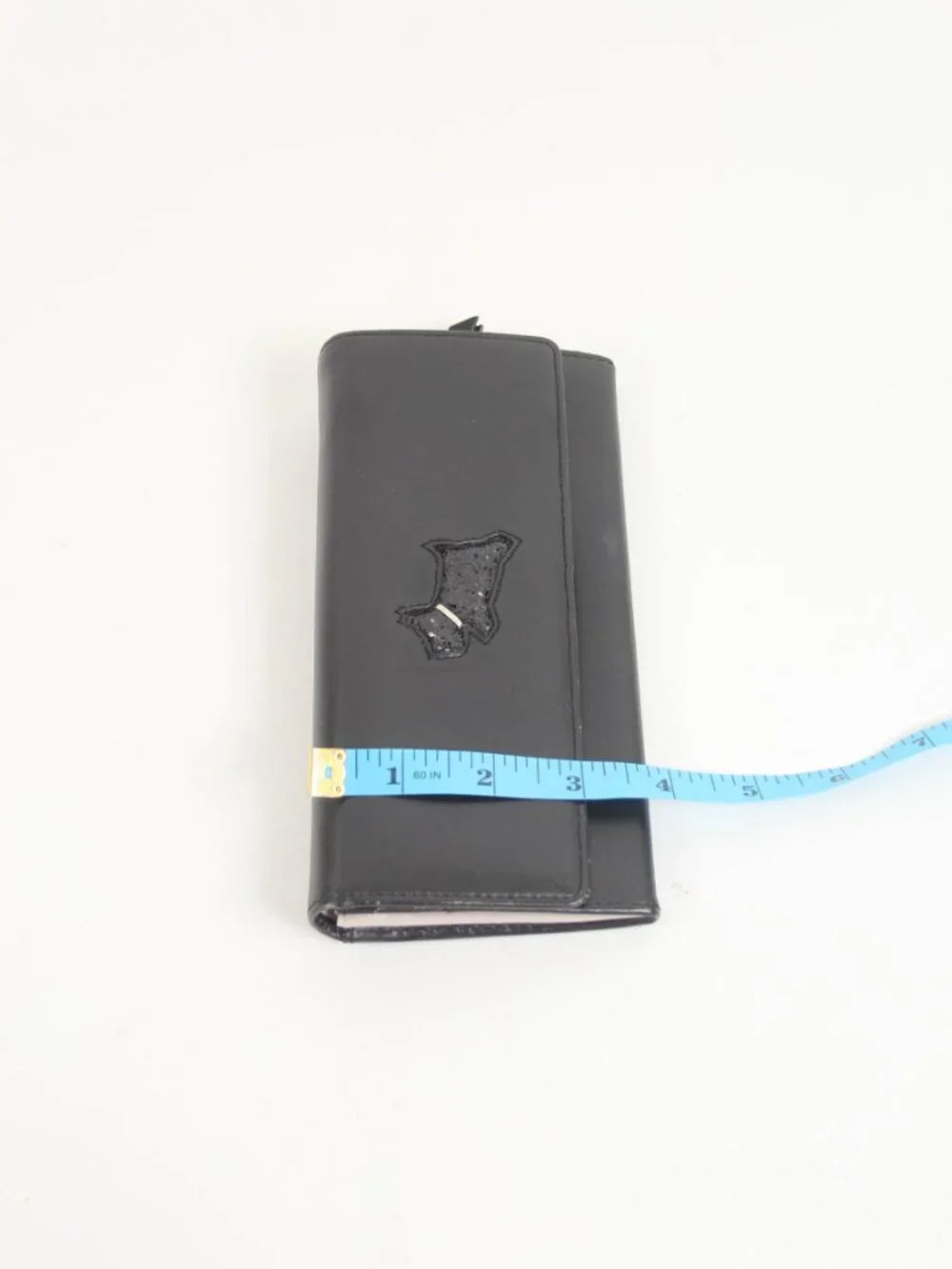 Radley London Black Leather Scottie Dog Long Wallet Checkbook Clutch Organizer